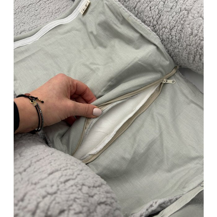 Babynest Teddy Grijs - met geborduurde naam
