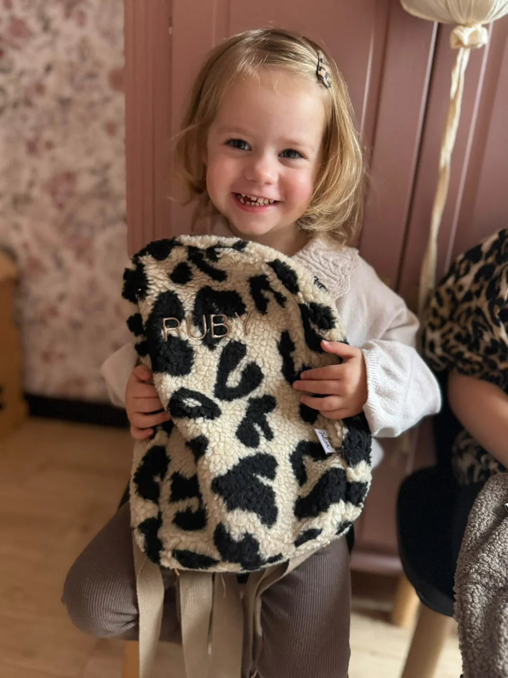 Leopard Rugzak met Naam – Cream/Black