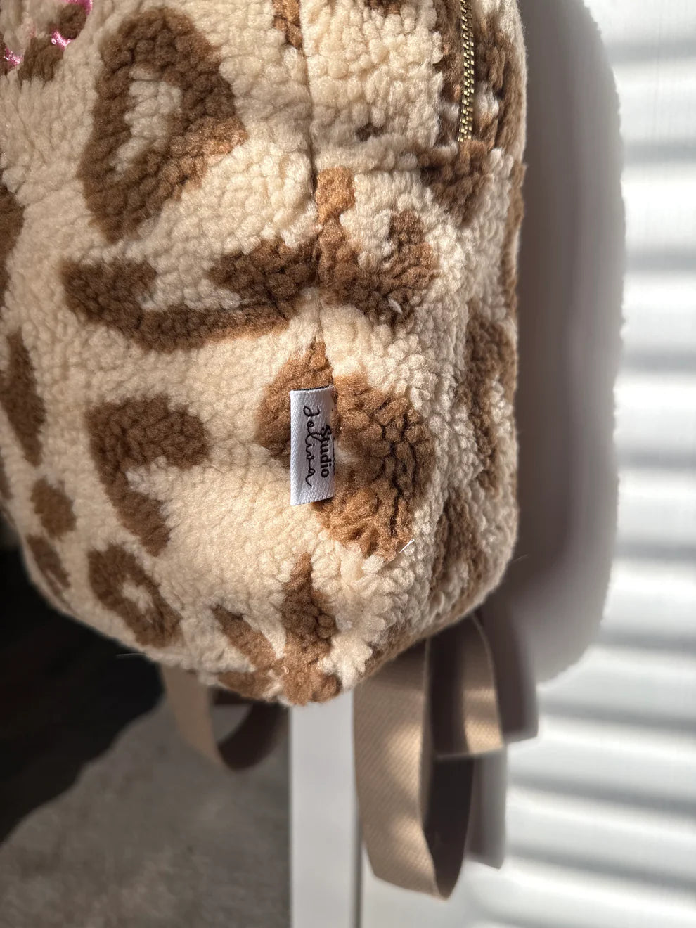 Leopard Rugzak met Naam – Cream/Brown