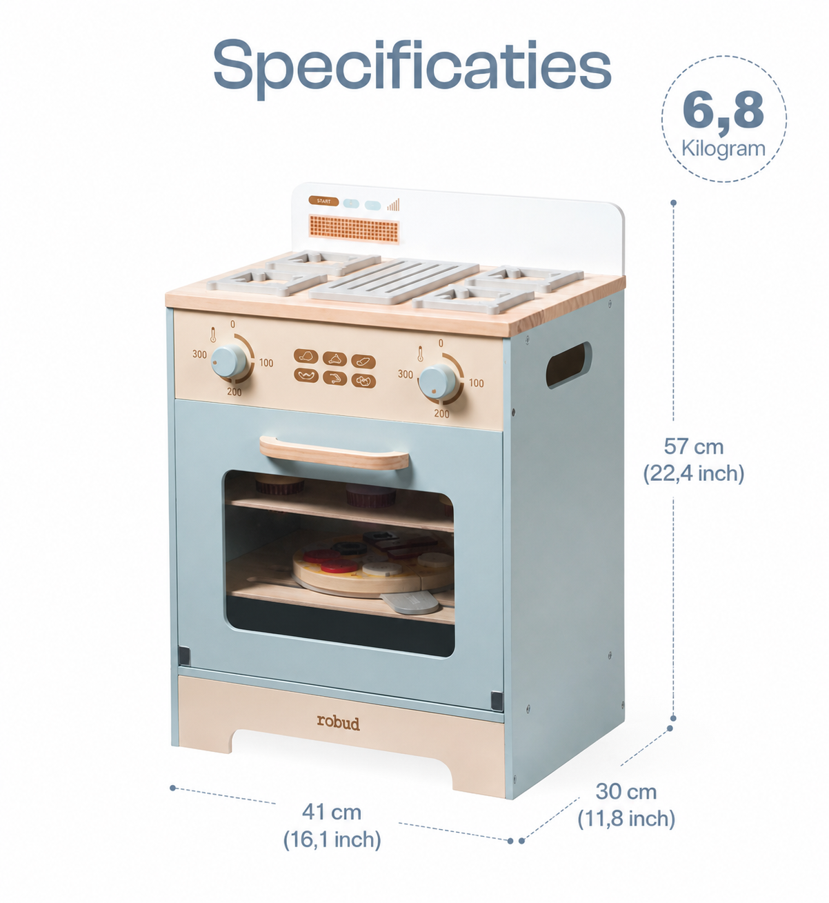 Oven met spoelkeuken hout speelgoed - Lumi collectie