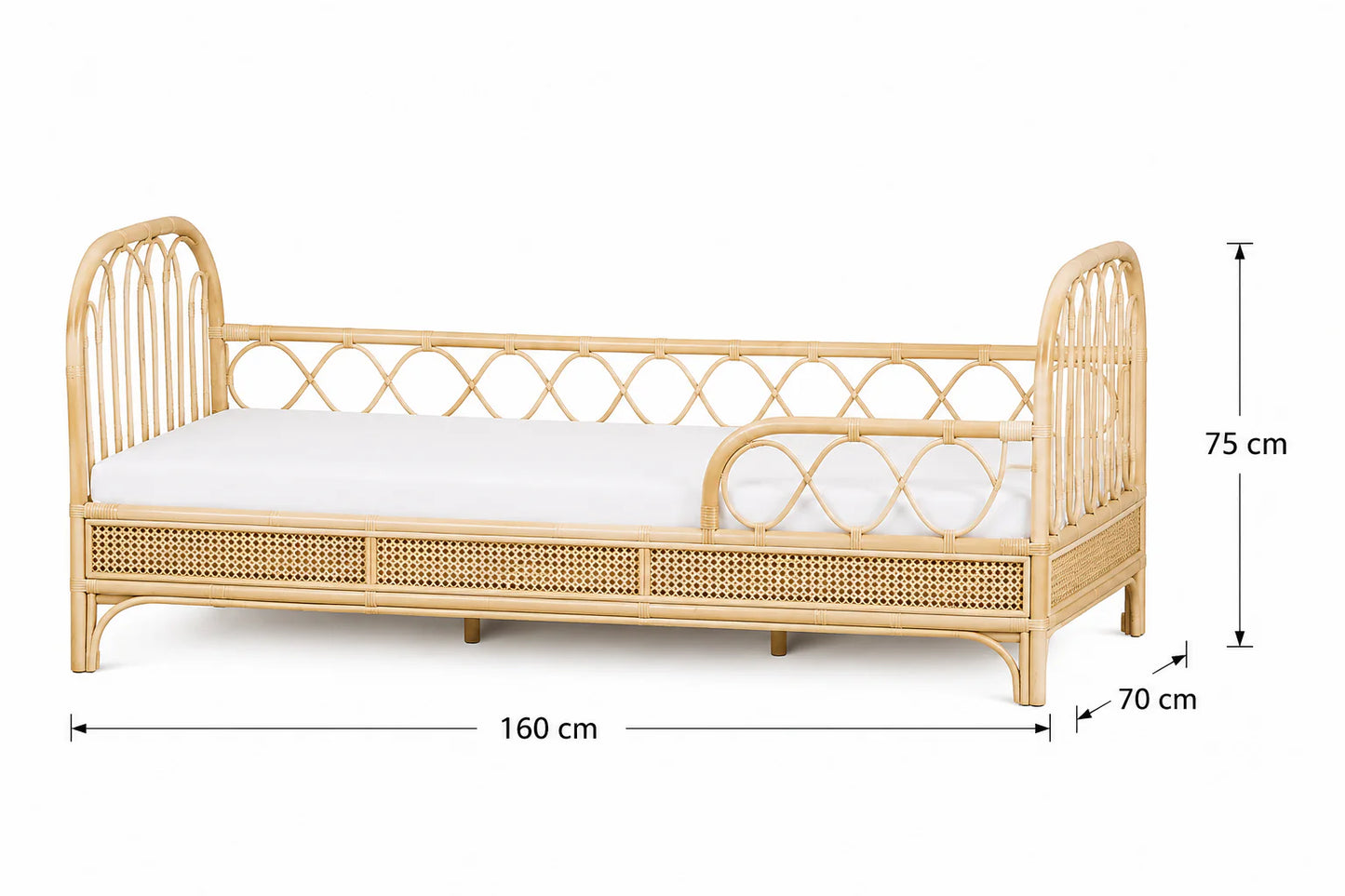 Rotan peuterbed / juniorbed Sterre (recht)