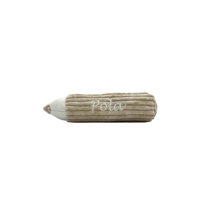 Potlood kussen met naam - lichtgrijs - S