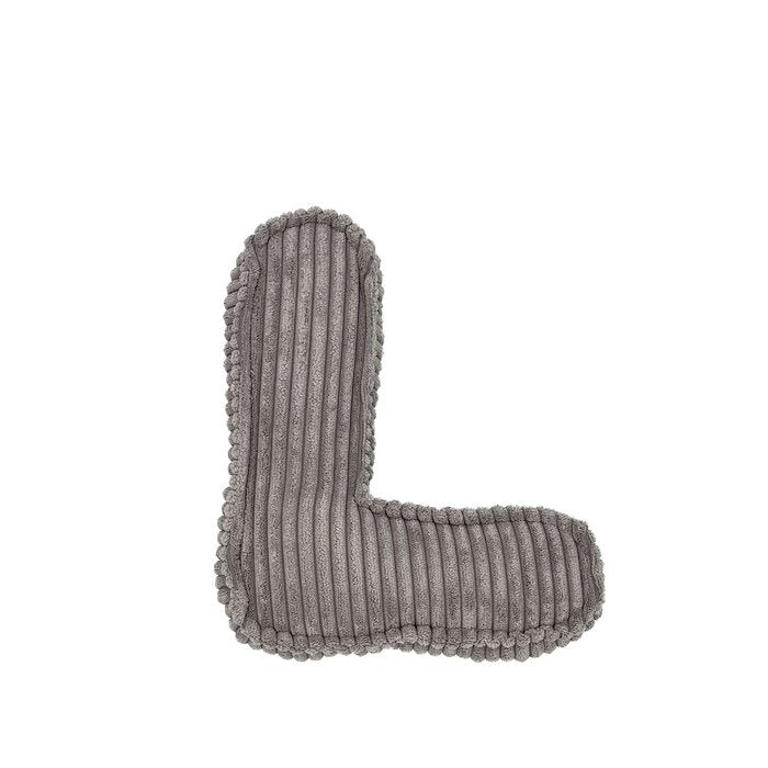 Letter Kussen Rib - Grijs - Maak een keuze uit een letter
