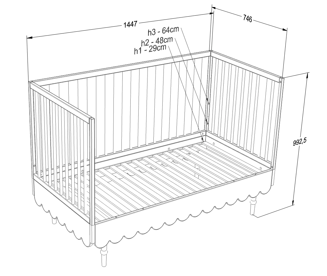 Ledikant en peuterbed - 2in1 - multifunctionele ledikant - roze
