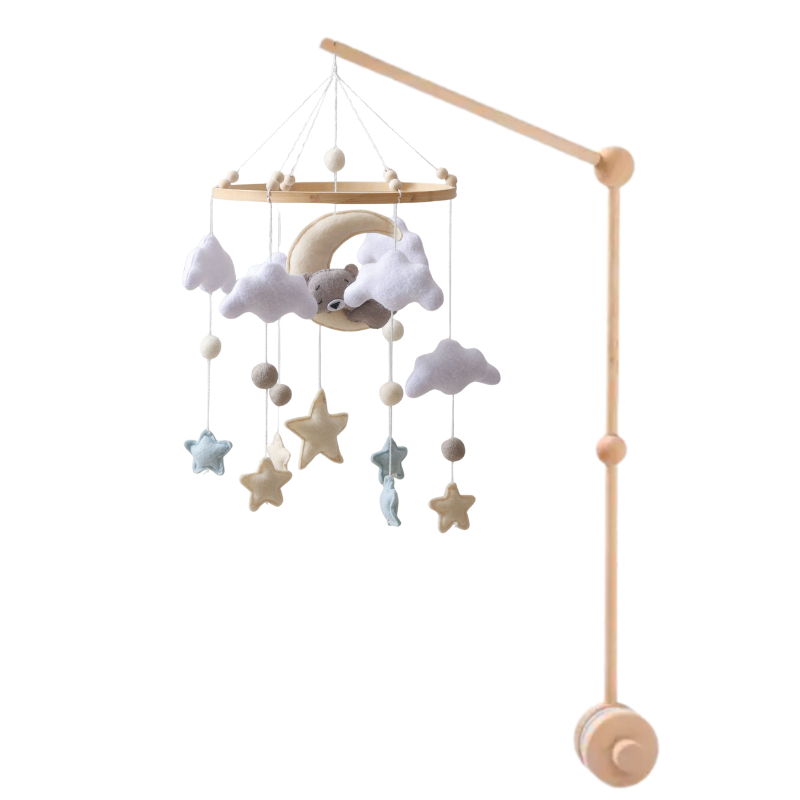 Handgemaakte Babymobiel Slaapbeer | Vilt & Hout