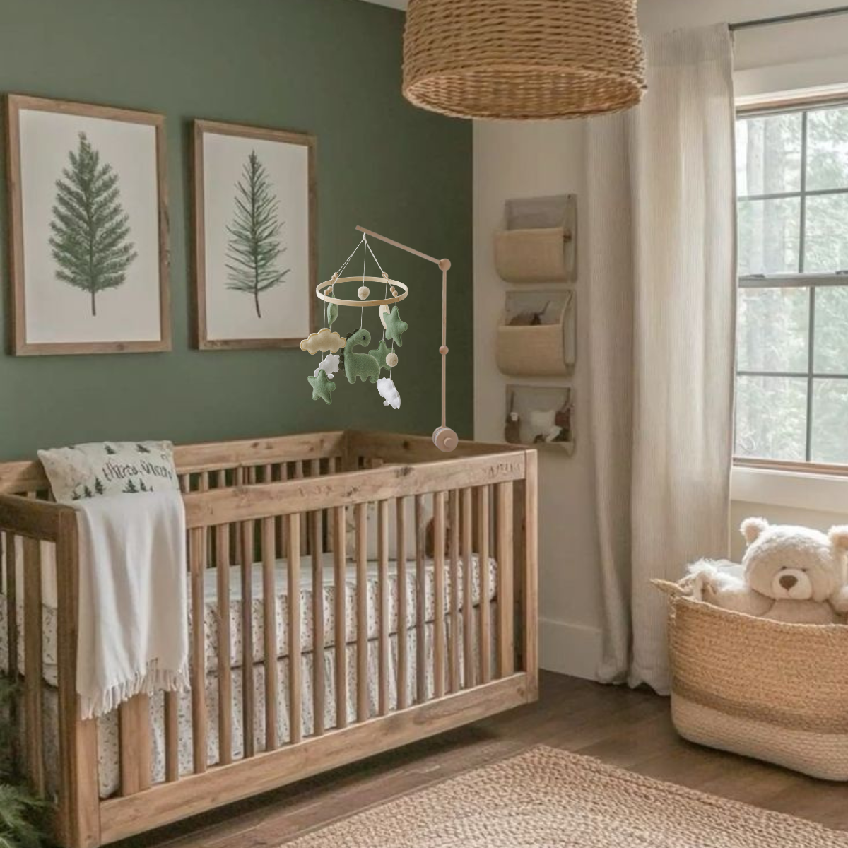 Handgemaakte Babymobiel Baby Dinosaurus | Vilt & Hout