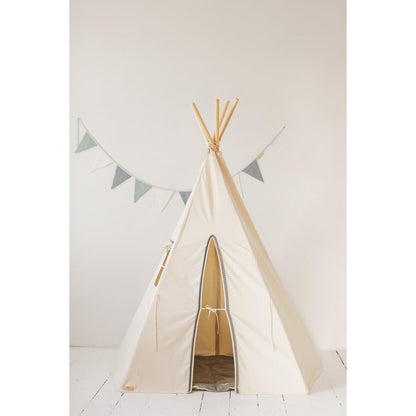 Tipi met pompons en mattenset "Grijze pompons"