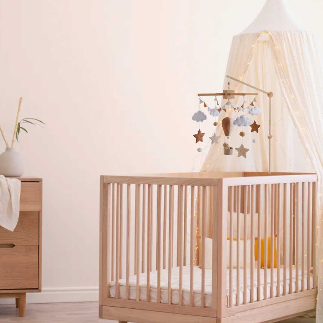 Handgemaakte Babymobiel Hete Luchtballon | Vilt & Hout