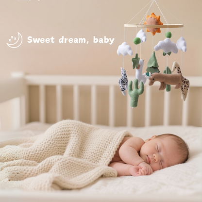 Handgemaakte Babymobiel Zonnige Savannah | Vilt & Hout