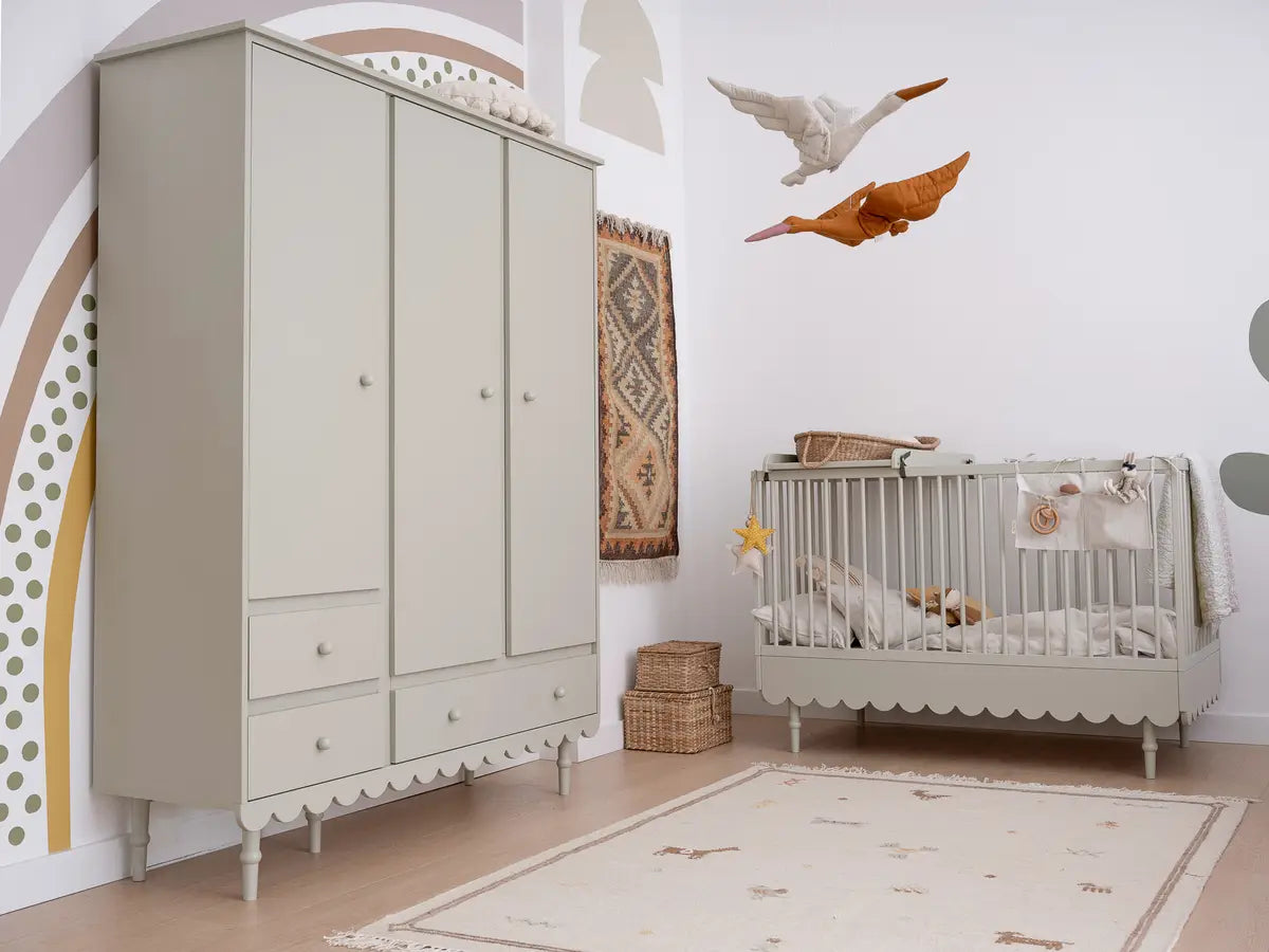 Ledikant en peuterbed - 2in1 - multifunctionele ledikant - olive