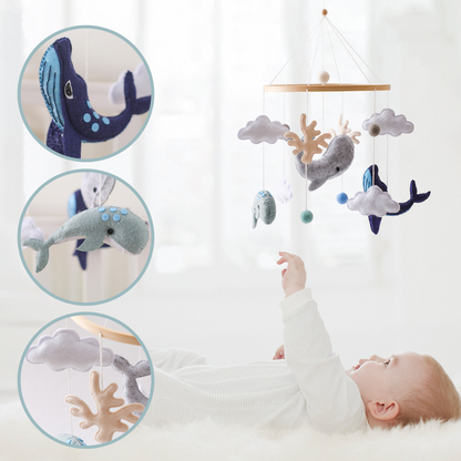 Handgemaakte Babymobiel Oceaan & Walvissen | Vilt & Hout