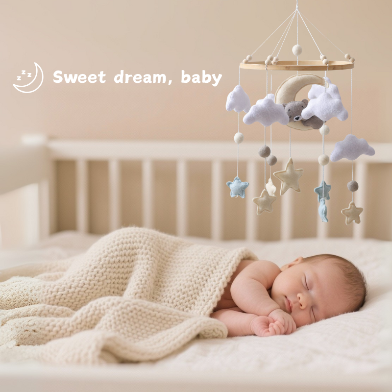 Handgemaakte Babymobiel Slaapbeer | Vilt & Hout