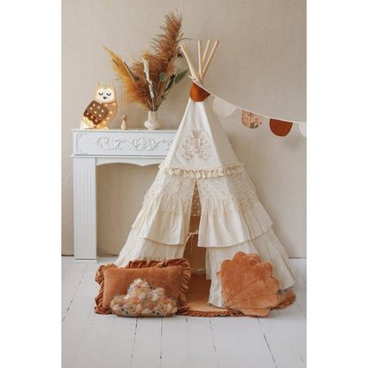 Tipi-tent "Boho" met ruches en borduursels