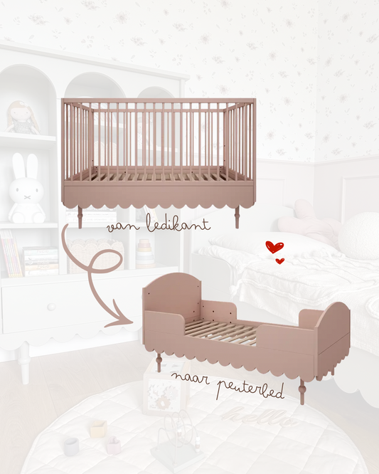 Ledikant en peuterbed - 2in1 - multifunctionele ledikant - roze