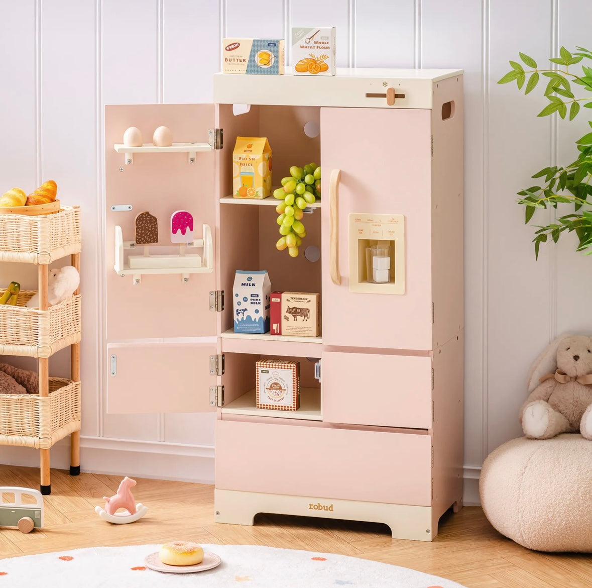Houten koelkast speelgoed - Rosé collectie
