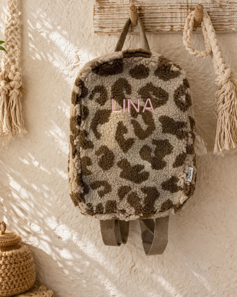 Leopard Rugzak met Naam – Cream/Brown