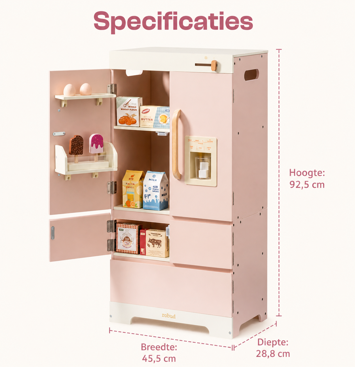 Houten koelkast speelgoed - Rosé collectie