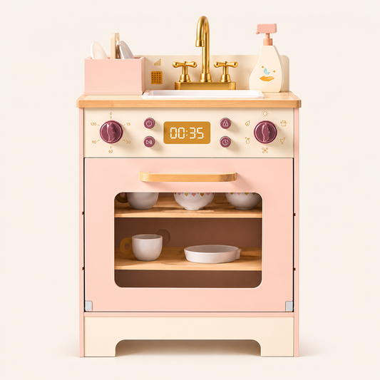 Oven met spoelkeuken hout speelgoed - Rosé collectie