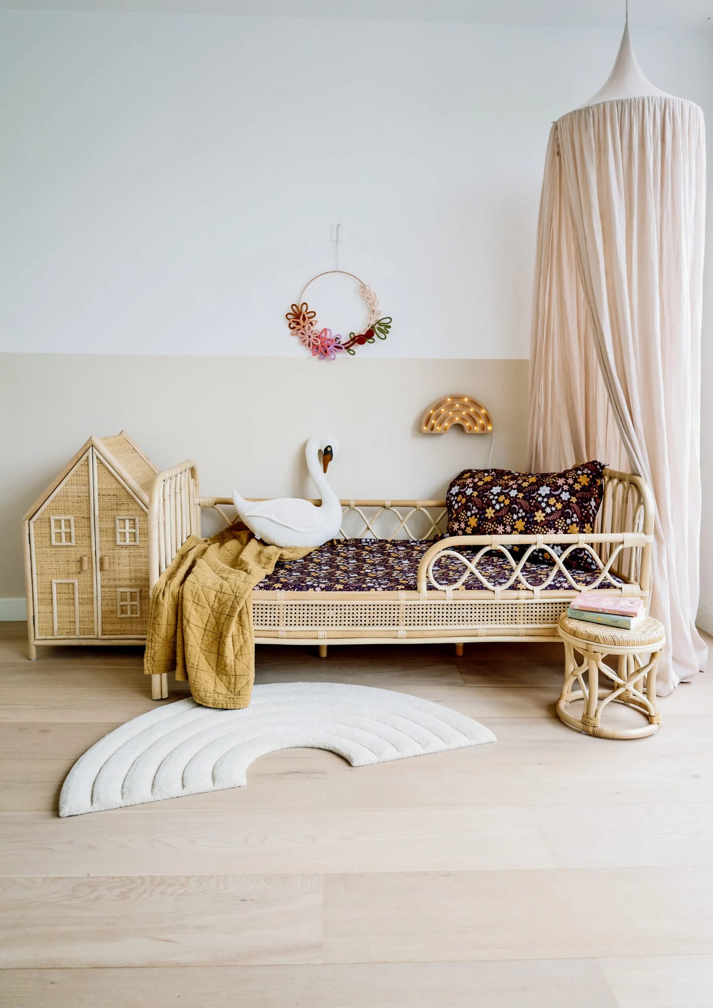 Rotan peuterbed / juniorbed Sterre (recht)