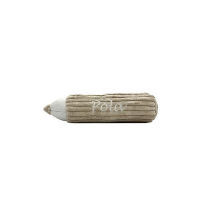 Potlood kussen met naam - lichtgrijs - S