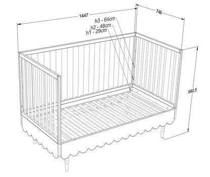 Ledikant en peuterbed - 2in1 - multifunctionele ledikant - roze
