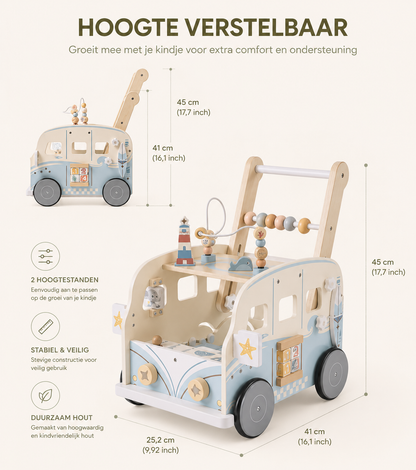 Loopwagen summer licht blauw loopkarretje
