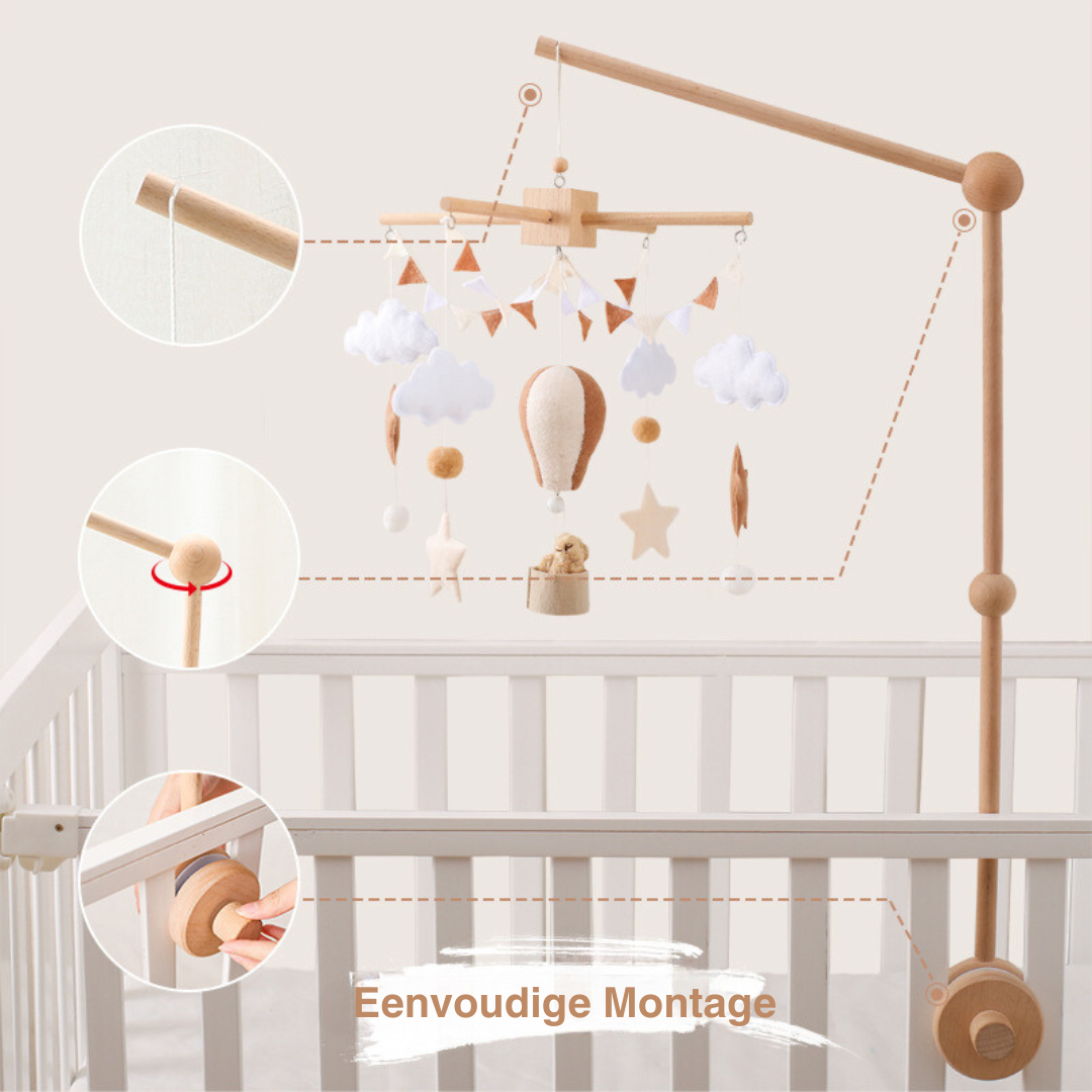Handgemaakte Babymobiel Hete Luchtballon | Vilt & Hout