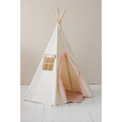 Tipi met pompons en mattenset "Pluizige pompons"