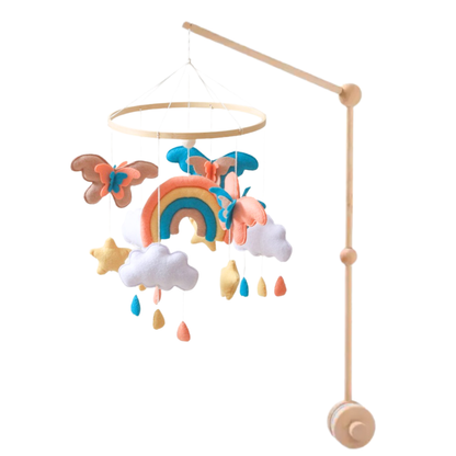 Handgemaakte Babymobiel Regenboog & Vlinder | Vilt & Hout