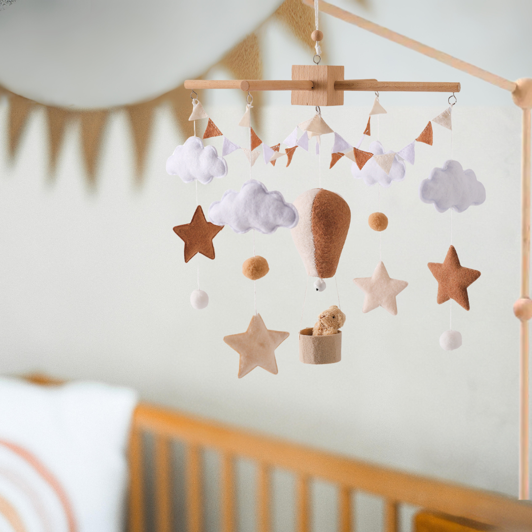 Handgemaakte Babymobiel Hete Luchtballon | Vilt & Hout