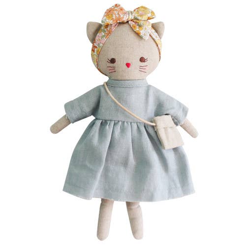 Mini Lilly Kitty pop in grijs linnen 26cm