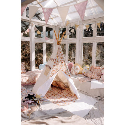 Katoenen tipi tent voor meisjes met bloemenprint “Green garden”